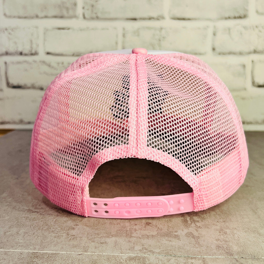 Pink mesh Let's Trade Pins trucker hat
