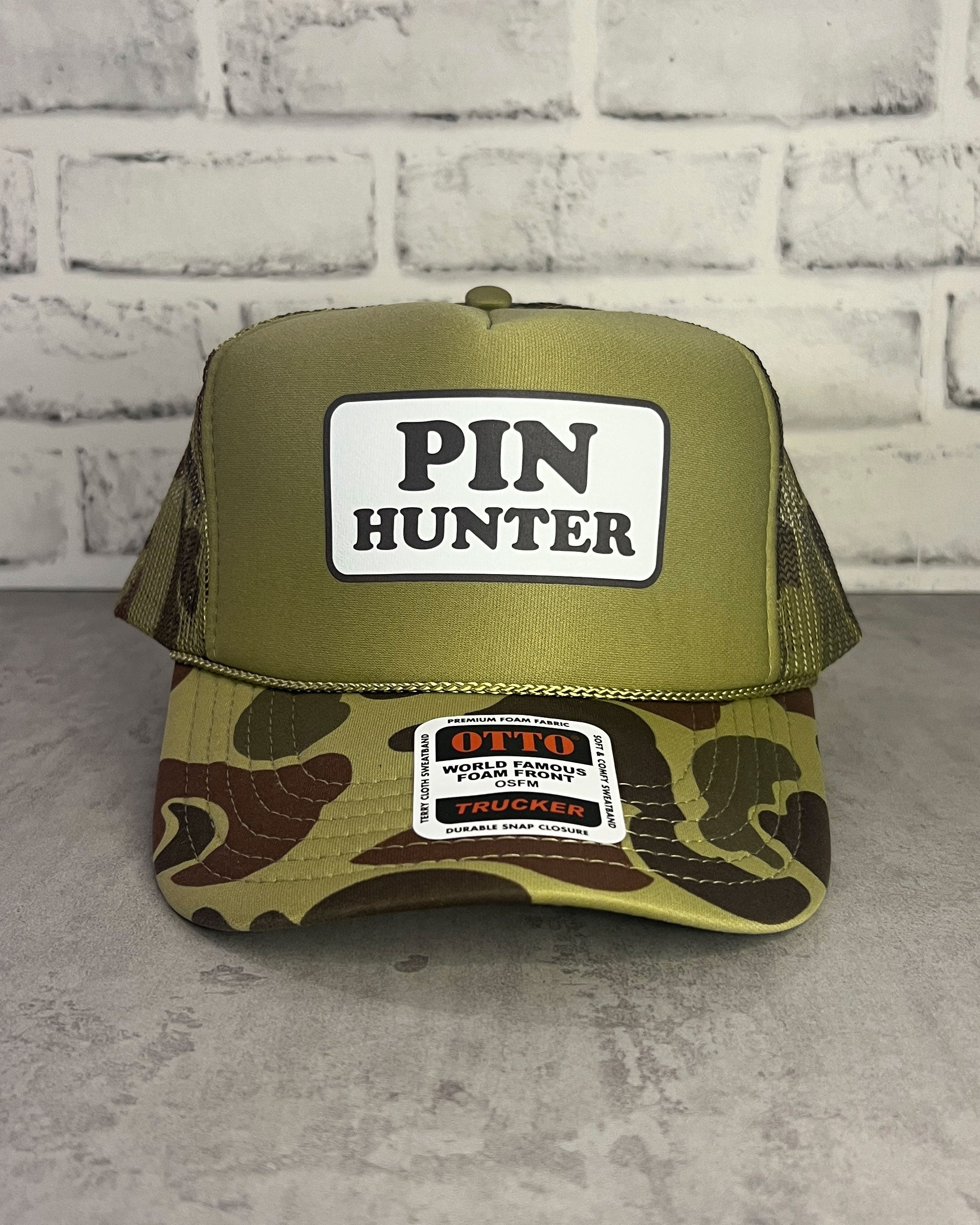 Pin Hunter Trucker Hat with Camouflage